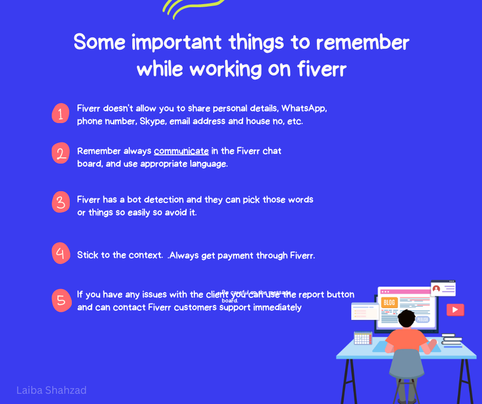 ome important things to remember whoile working on fiverr